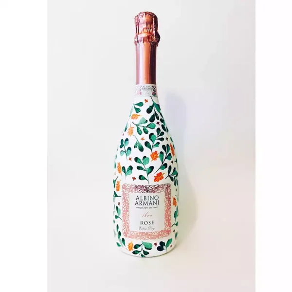 champagne bottle poppydesign dekorert flaske unik gave