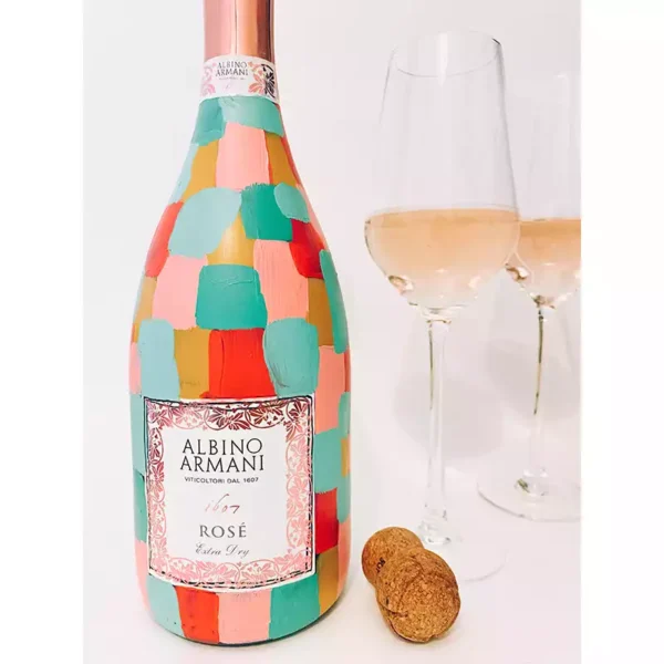 champagne bottle poppydesign dekorert flaske unik gave