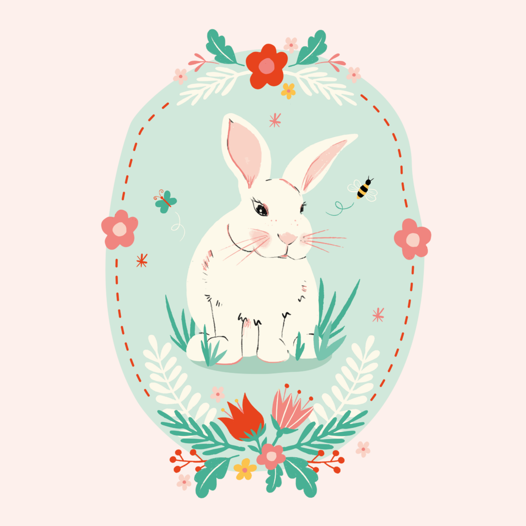 Rabbit illustration designed by vibeke larsen poppydesign