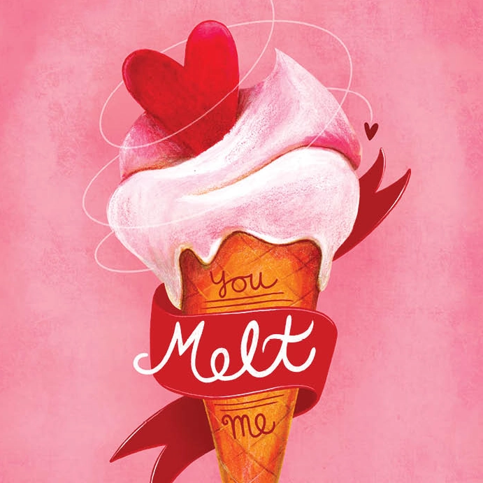 valentine illustration with ice cream